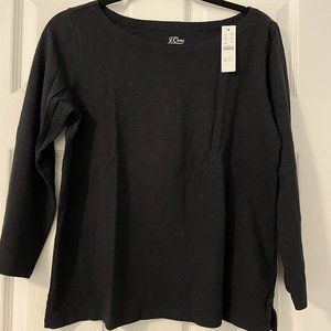NWT J. Crew small bootneck slub black 3/4 sleeves t-shirt